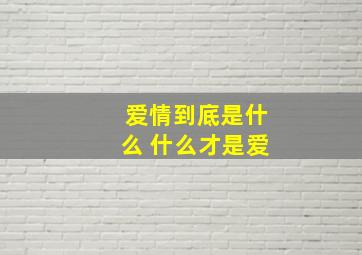 爱情到底是什么 什么才是爱